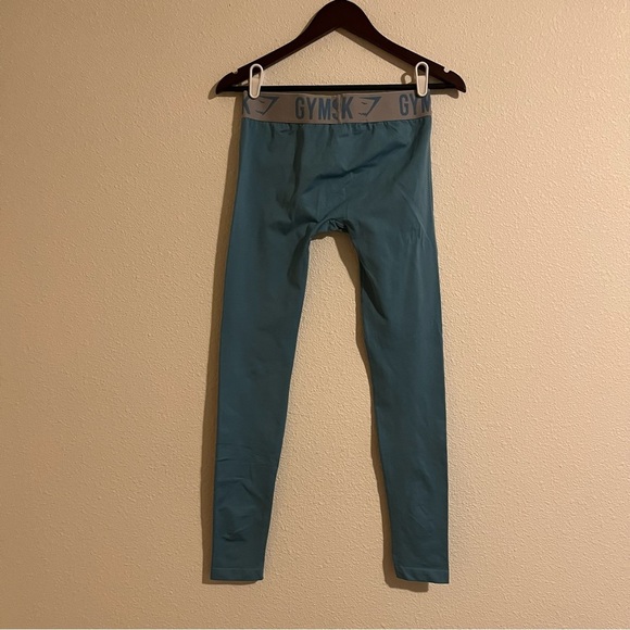 Gymshark Fit Dusky Teal & Light Gray Athletic Workout Seamless Leggings Small - Picture 9 of 9